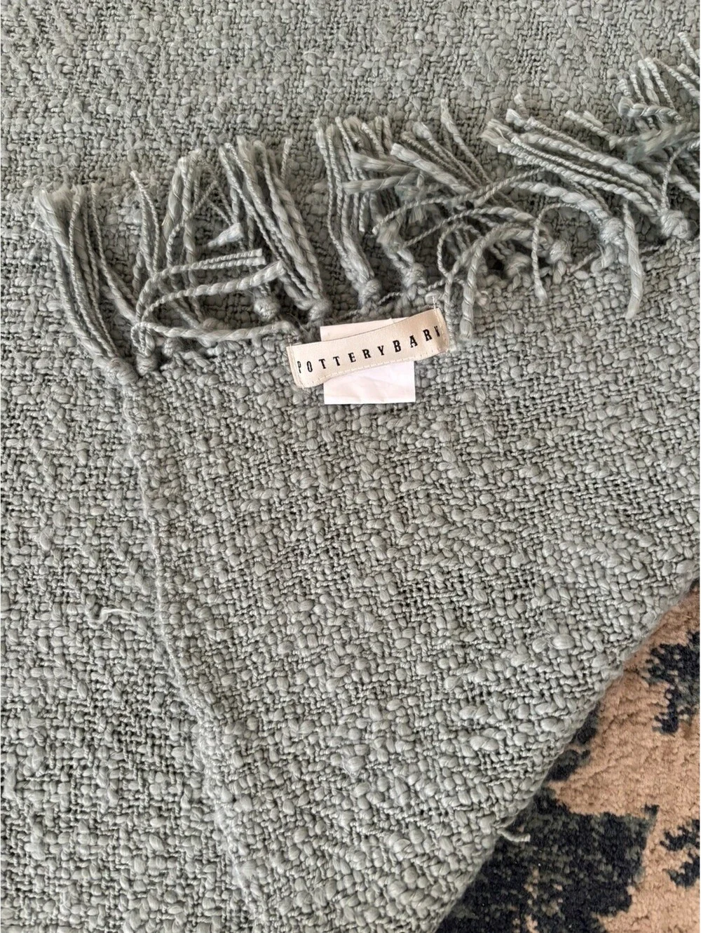 Pottery Barn Throw Blanket Sage Green Fringe Farmhouse 60x50 [COPY]